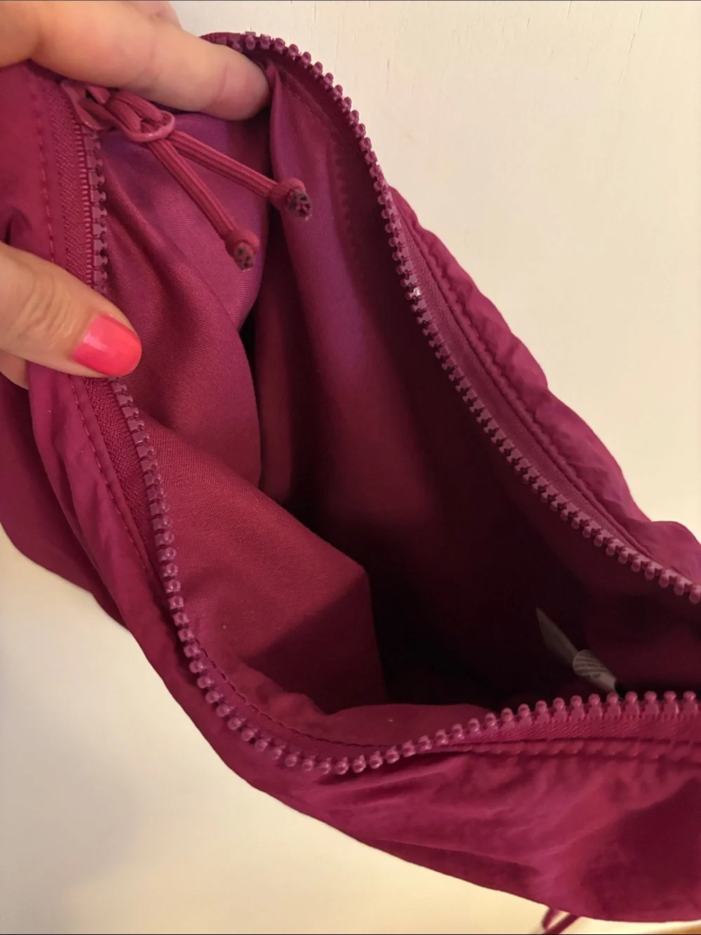 Micro Trek Bag Old Navy Purse Magenta Drawstring Side Adjustable Strap